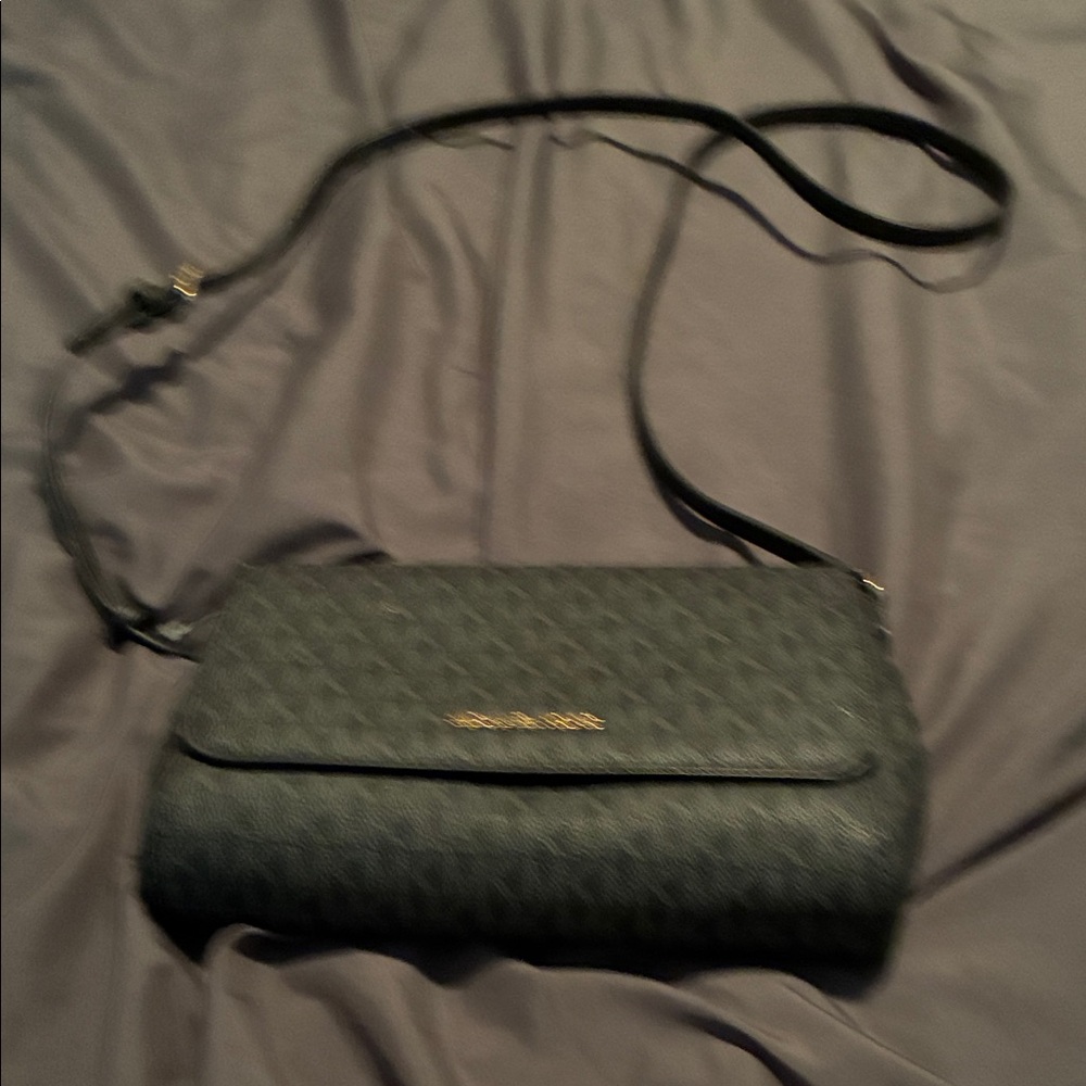 Michael Kors Black Logo-Print Quilted Crossbody Bag